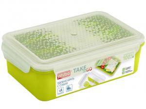 «Контейнер 1,1л для холодильника и СВЧ со столовыми наборами TAKE&GO (зеленый)» - фото 1