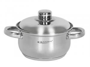 Кастрюля 1л нерж Гретта с металлической крышкой, индукция