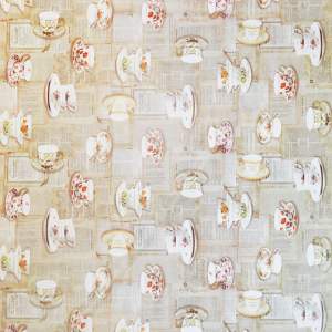 Клеенка столовая DEKORAMA 140см*20м "Посуда на газетном фоне"