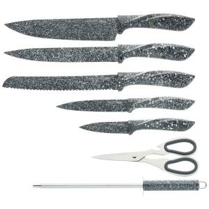 «Набор ножей 8 предметов с ножницами и мусатом на пластиковой подставке "Монблан"» - фото 2