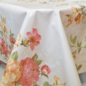 Клеенка столовая DEKORAMA 140см*20м "Цветы на бежевом" 434242