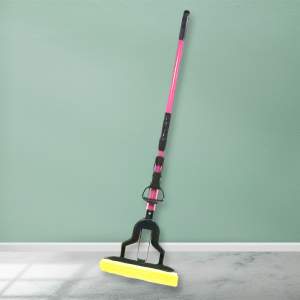 Швабра с отжимом "Бабочка" автоматическая с насадкой ПВА 28см, телескопический черенок