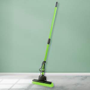 Швабра с отжимом автоматическая с насадкой ПВА 28см, телескопический черенок, NNSDW-1