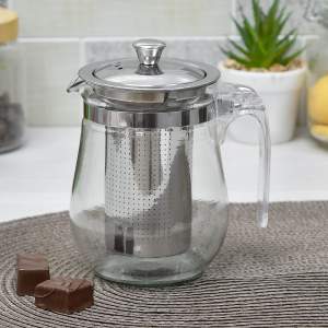 Чайник заварочный 0,5л стеклянный с металлическим ситом