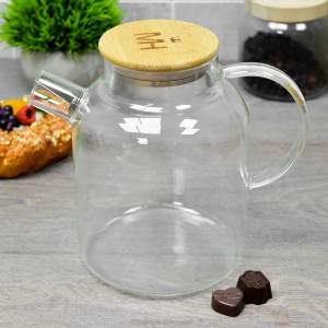 «Чайник заварочный 1,6л "MercuryHaus" стеклянный с бамбуковой крышкой, MC-6497» - фото 1