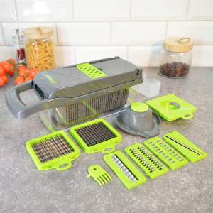 Овощерезка SA-VS04BK, 12 аксессуаров, цвет серый/зеленый