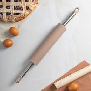 Скалка силиконовая 49,5*5см с металлическими ручками "Satoshi Алион"